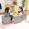 3 Pieces Wooden Kids Table Chair Set Grey Multi-functional Desk for Reading Play and Storage